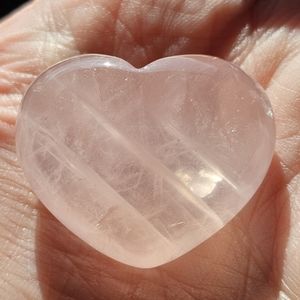 Rose Quartz Puffy Heart Crystal Carving Gemstone